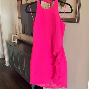 Likely Hot Pink Ruffle Mini Dress